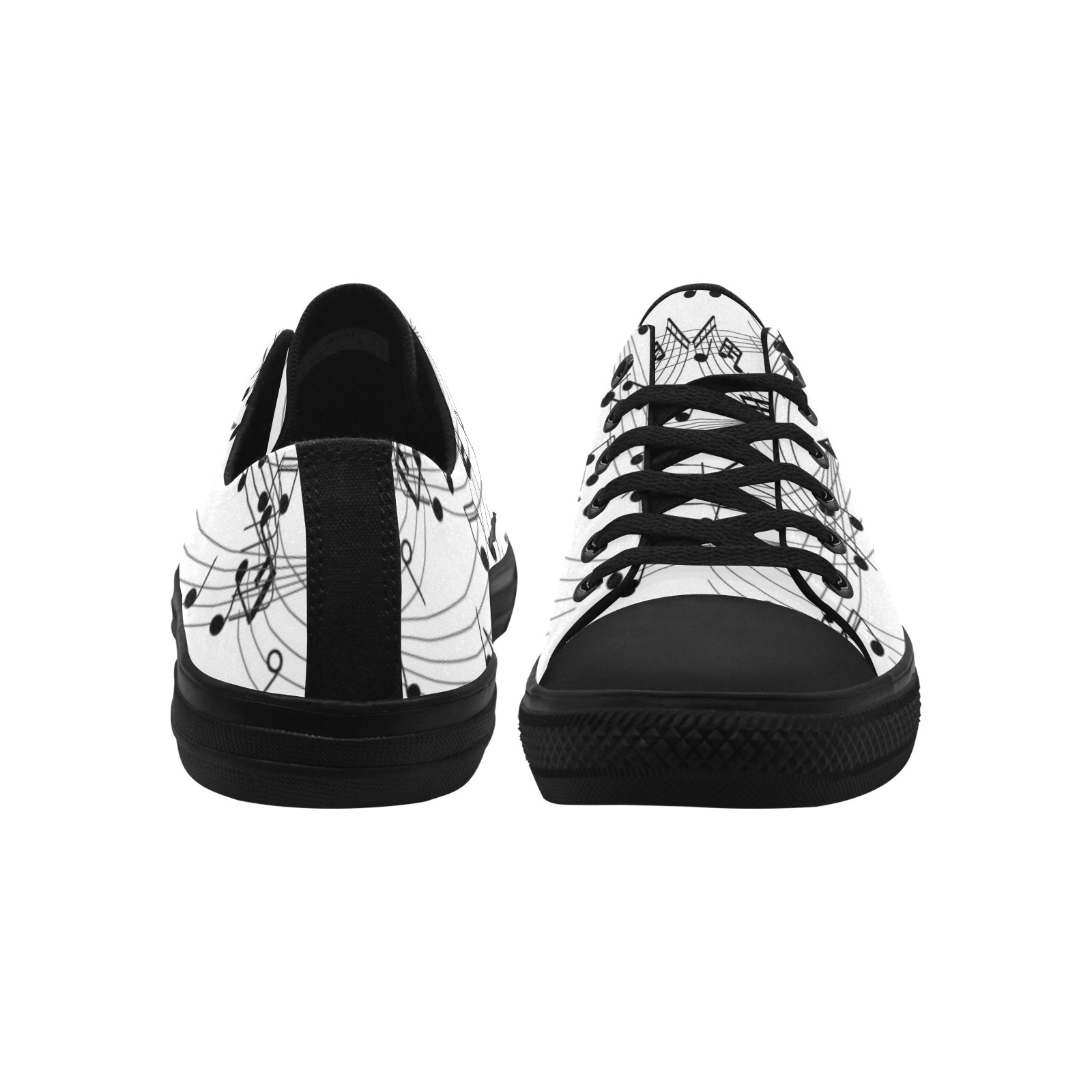 Musical Notes Print Sneakers Low Top 0180 black mans womans