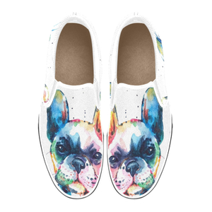 Puppy Doggy Print Canvas Slipon Shoe 0100 white man woman