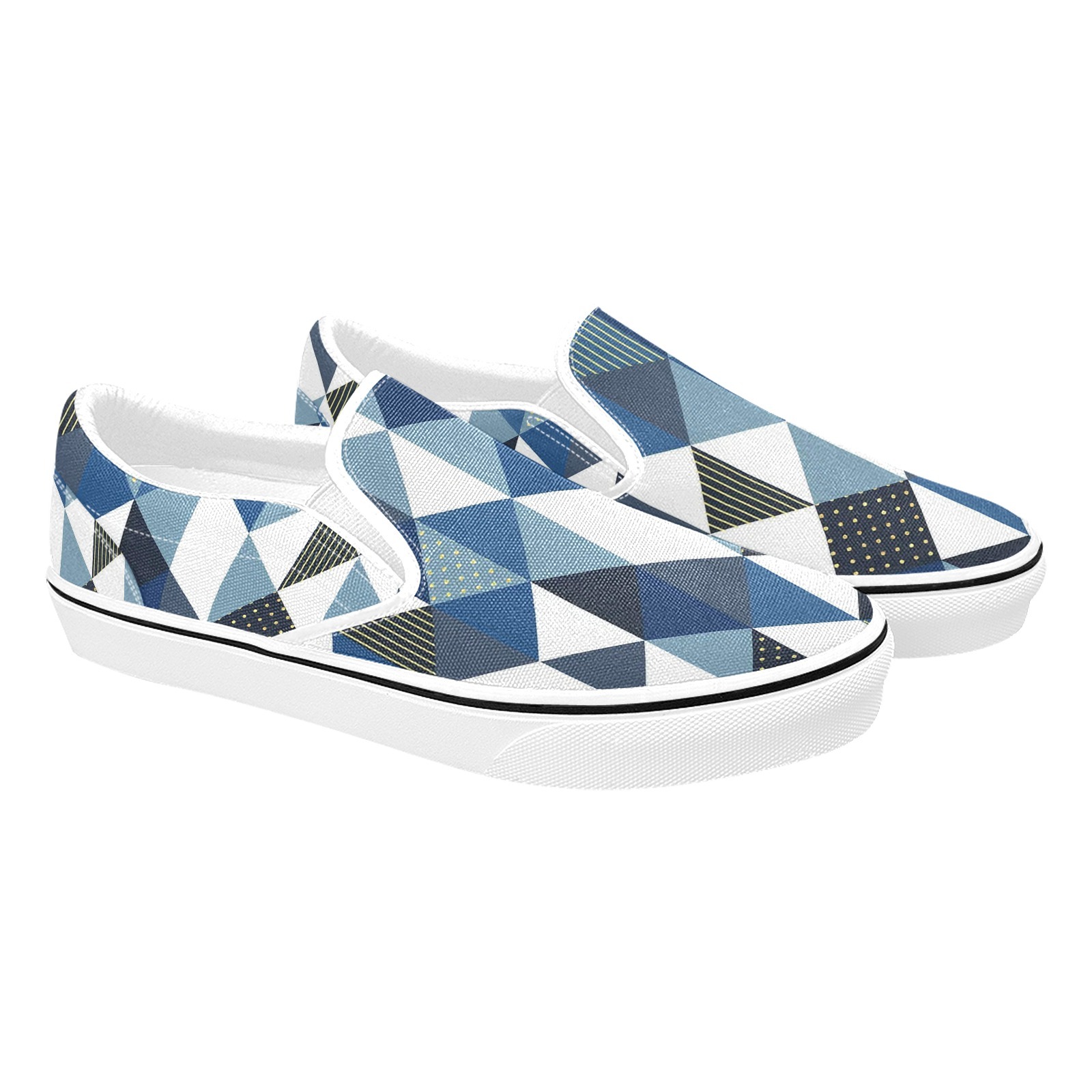 Abstract Check Print Canvas Slipon Shoe 0100 white man woman