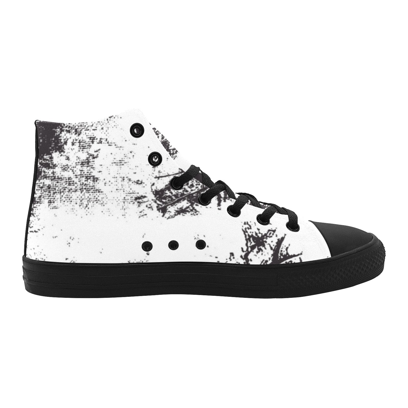 Black White Grunge Background Printing Illustration Hi Top Canvas Shoe 0170 mans womans