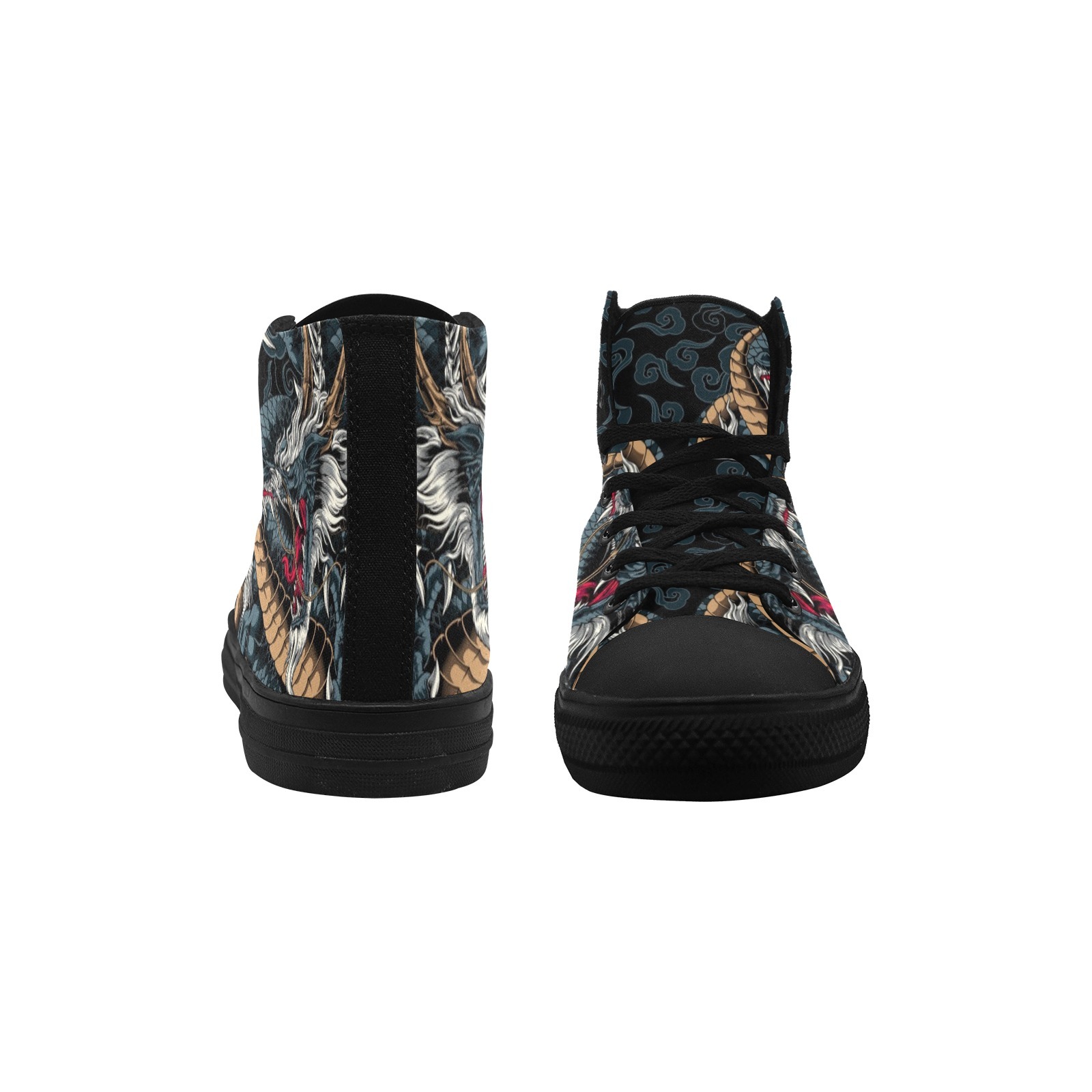 Eastern Dragon Design Printing Canvas Shoe Hi Top 0170 black Mans Womans