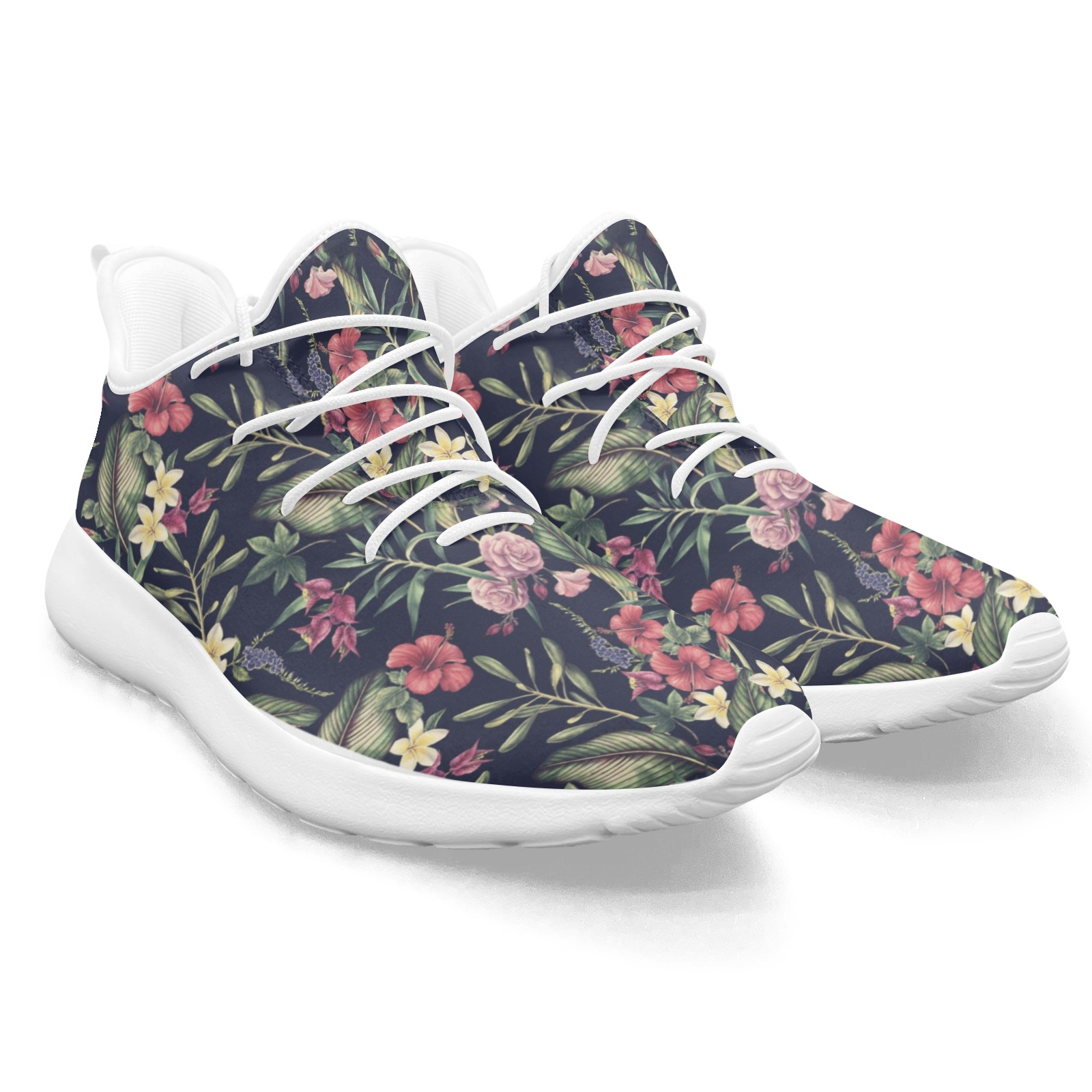 Botanical Rose Printed Ultra Light Running Shoe 67502 white mans womans