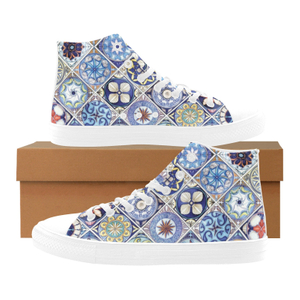 Rugs Squre Swatch Pattern Printing Canvas Shoe Hi Top 0170 White Mans Womans