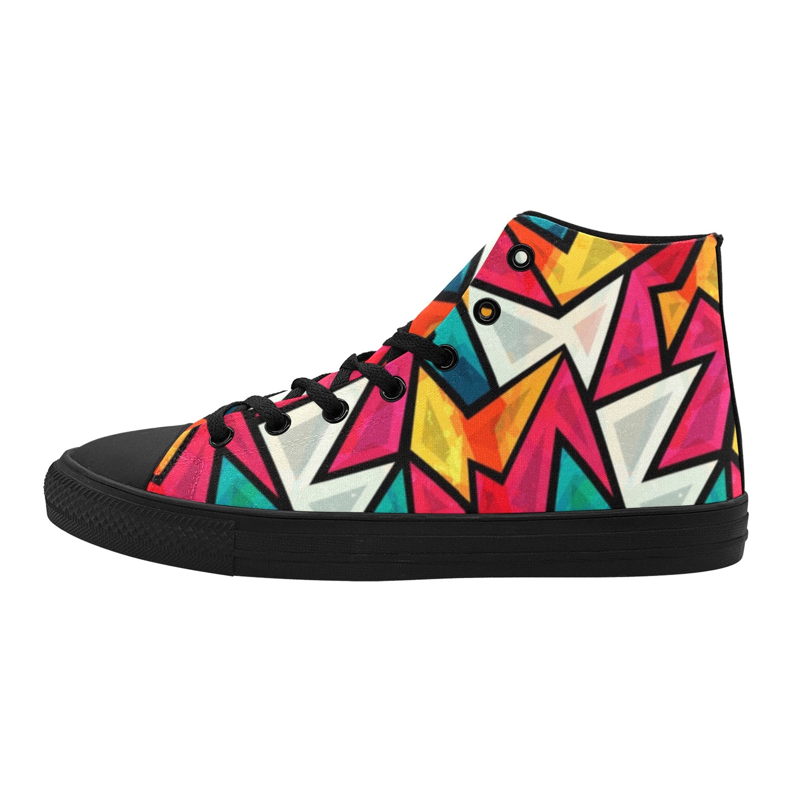 Geometricas Painting Printing Canvas Shoe Hi Top 0170 Black Mans Womans