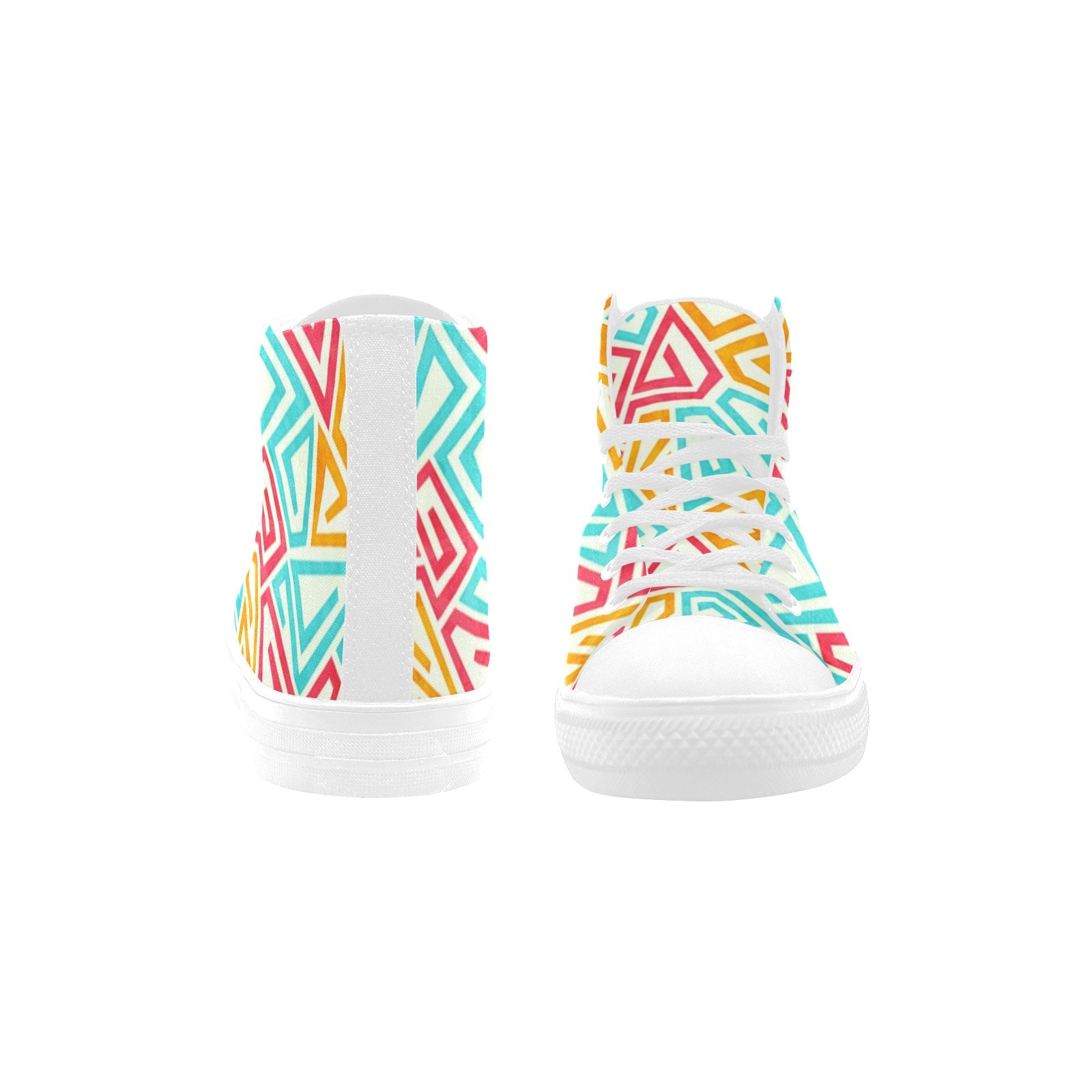 Geometricas Texture De Colores Printing Canvas Shoe Hi Top 0170 White Mans Womans