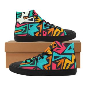 Grafitti Keith Printing Canvas Shoe Hi Top 0170 Black Mans Womans