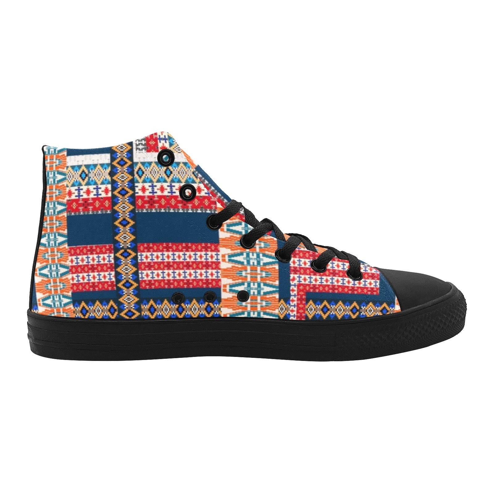 Seamless Cotton Pattern Printing Canvas Shoe Hi Top 0170 Black Mans Womans