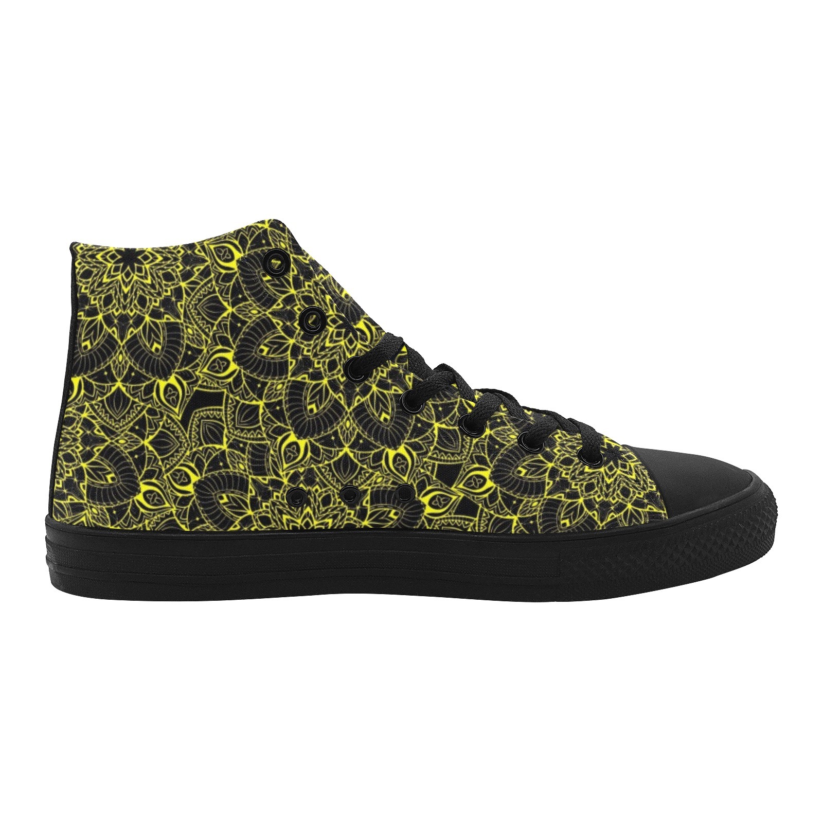 Unique Burgundy Yellow Floral Border Area Rug Printing Canvas Shoe Hi Top 0170 black buttom mans womans