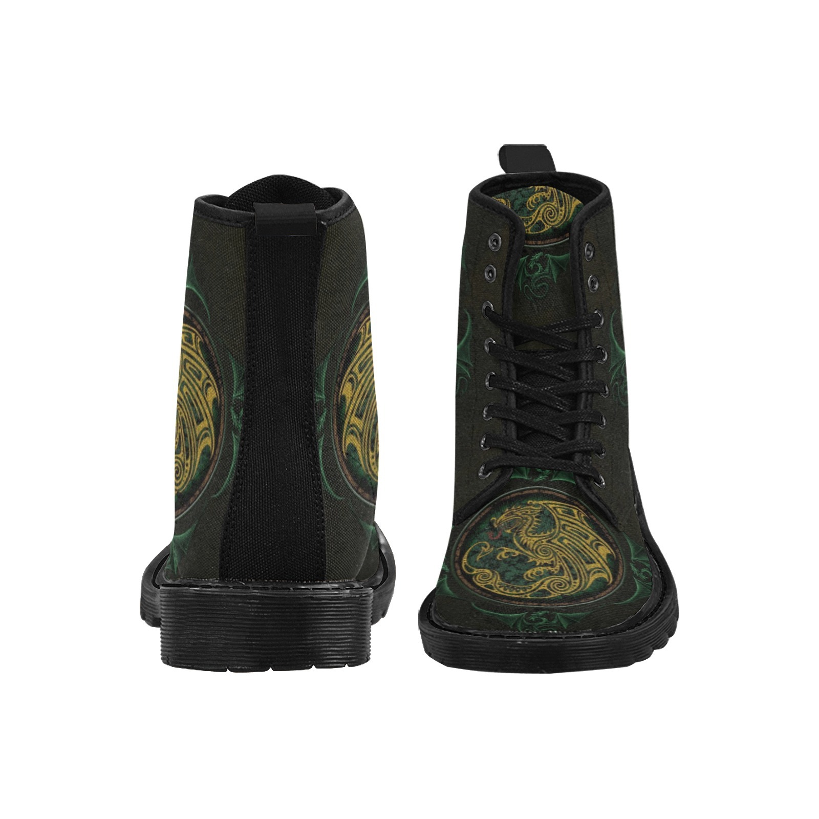 Celtic Dragon Circle Game Night Feature Print Boot Canvas Comfortable 1203 black mans womans