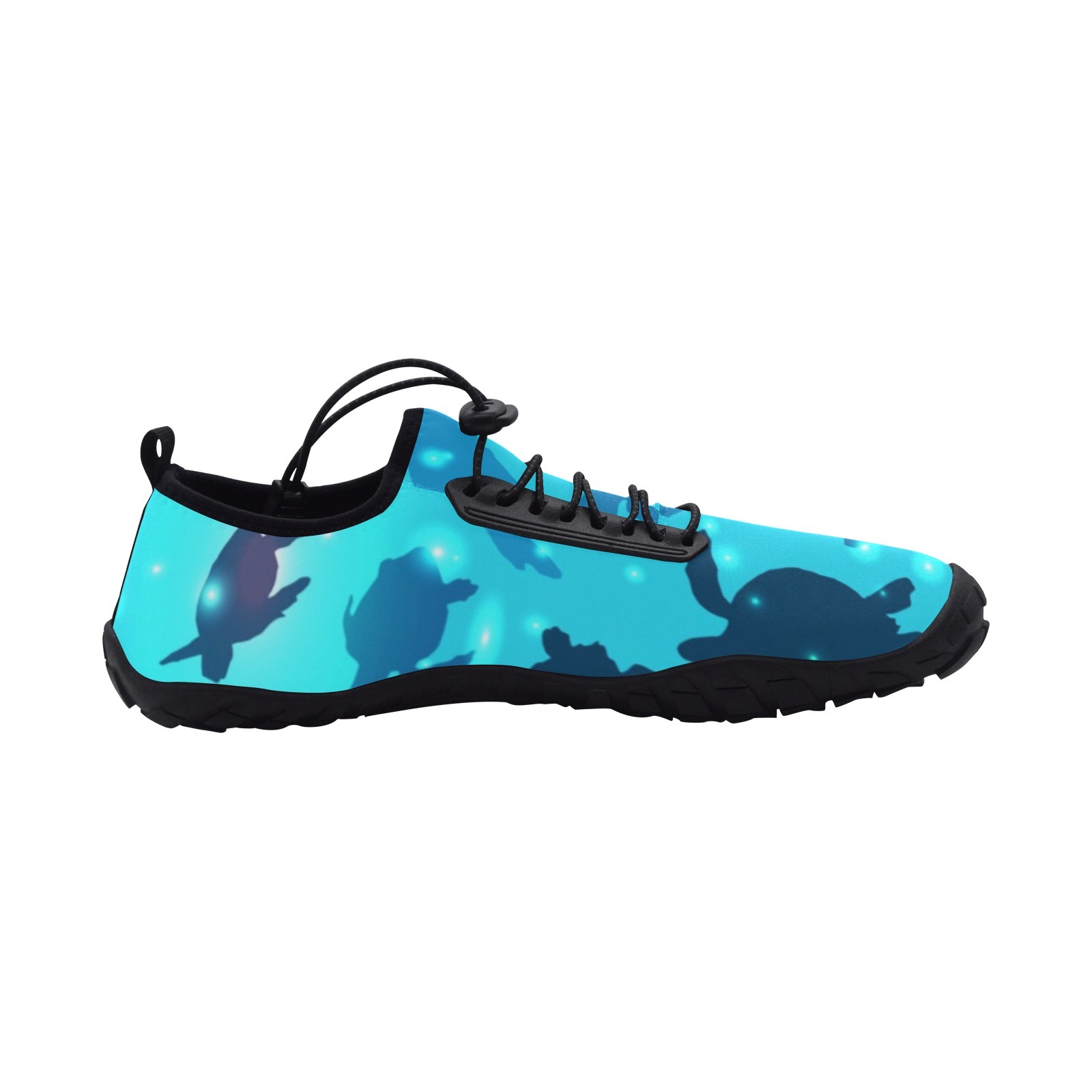 Sea Turtles Tortoies Blue Print Neoprene SBR Jessy Aqua Shoe Lace Water Flow 21093 black big size man woman