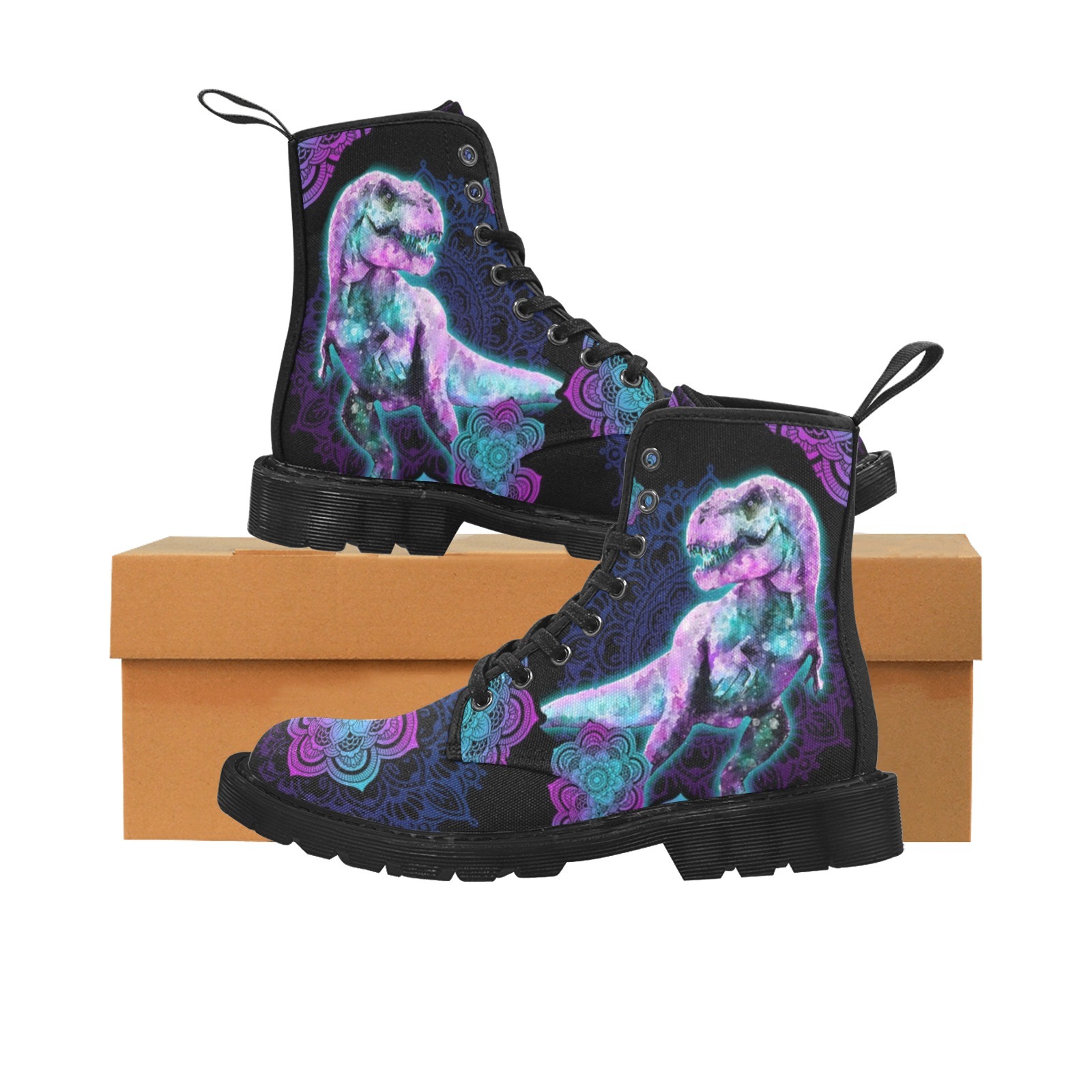 Pink Jurassic Dinosaur Printing Boot Fashion Canvas Comfortable 1203 black mans womans