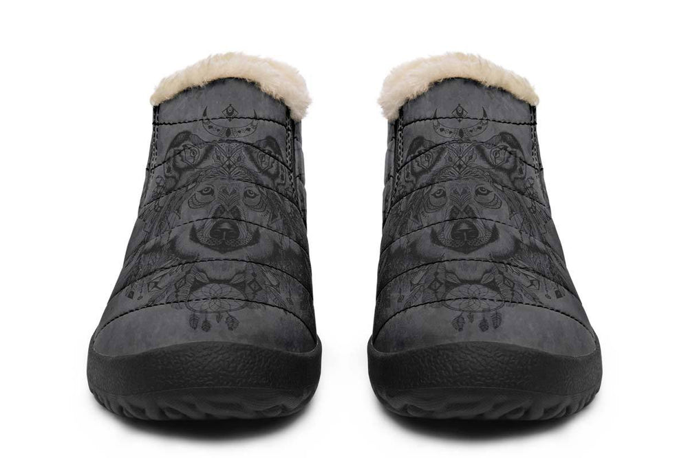 Bohemian Wolf Print winter Fur Sneakers Soft 1929 black man woman