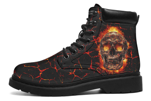 Skull Lava Print Suede Classic Ankle Boot Stitch Sole 058-1 big size mans womans