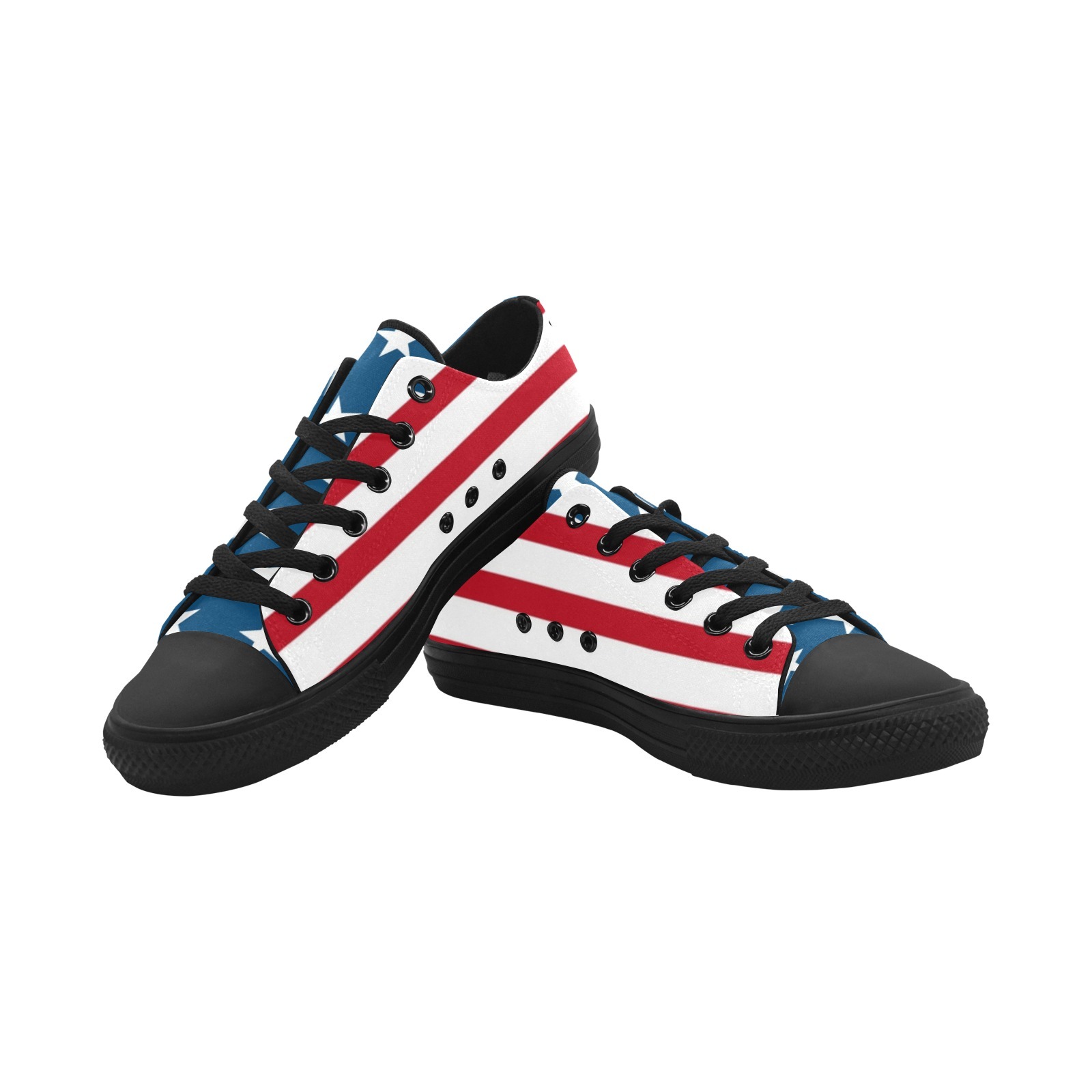 Green Stars Red Stripes Flag Unique Print Sneakers Low Top 0180 black mans womans