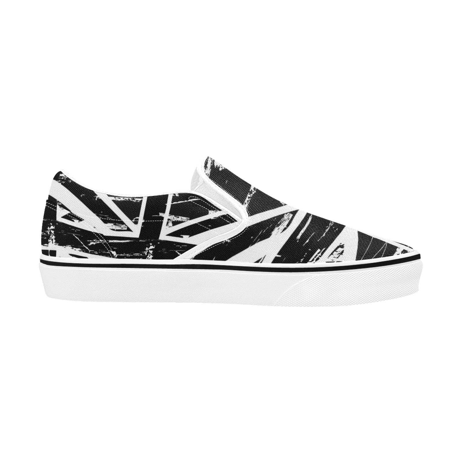 Union Jack Flag Print Canvas Slipon Shoe 0100 white man woman