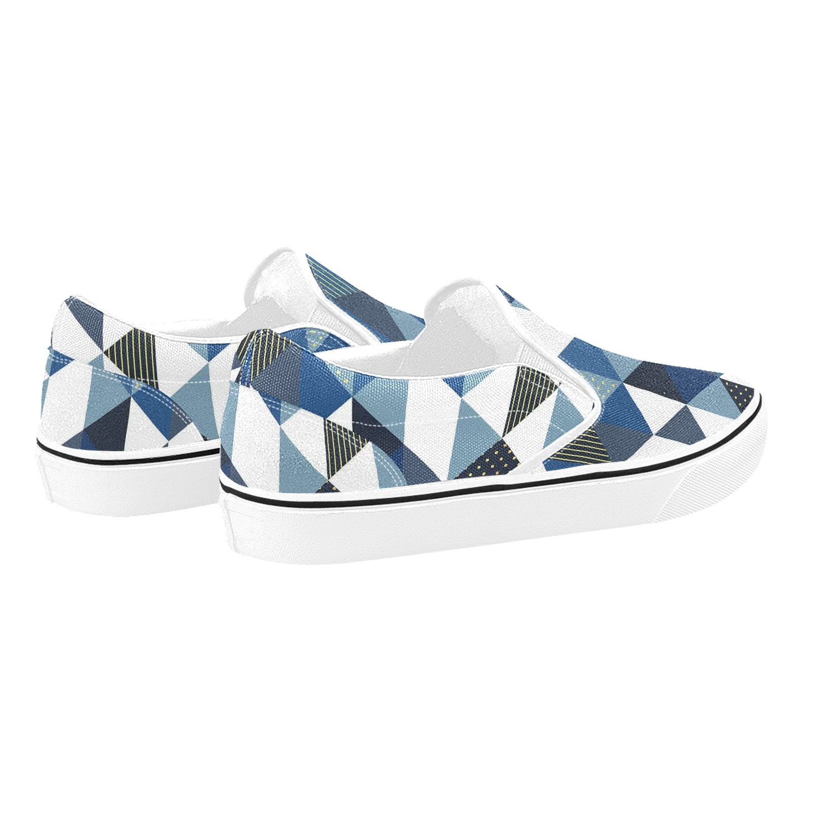 Abstract Check Print Canvas Slipon Shoe 0100 white man woman