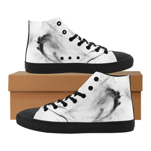 Abstract black White Watercolor Hand Stock printing Canvas Hi Top Shoes 0170 mans womans