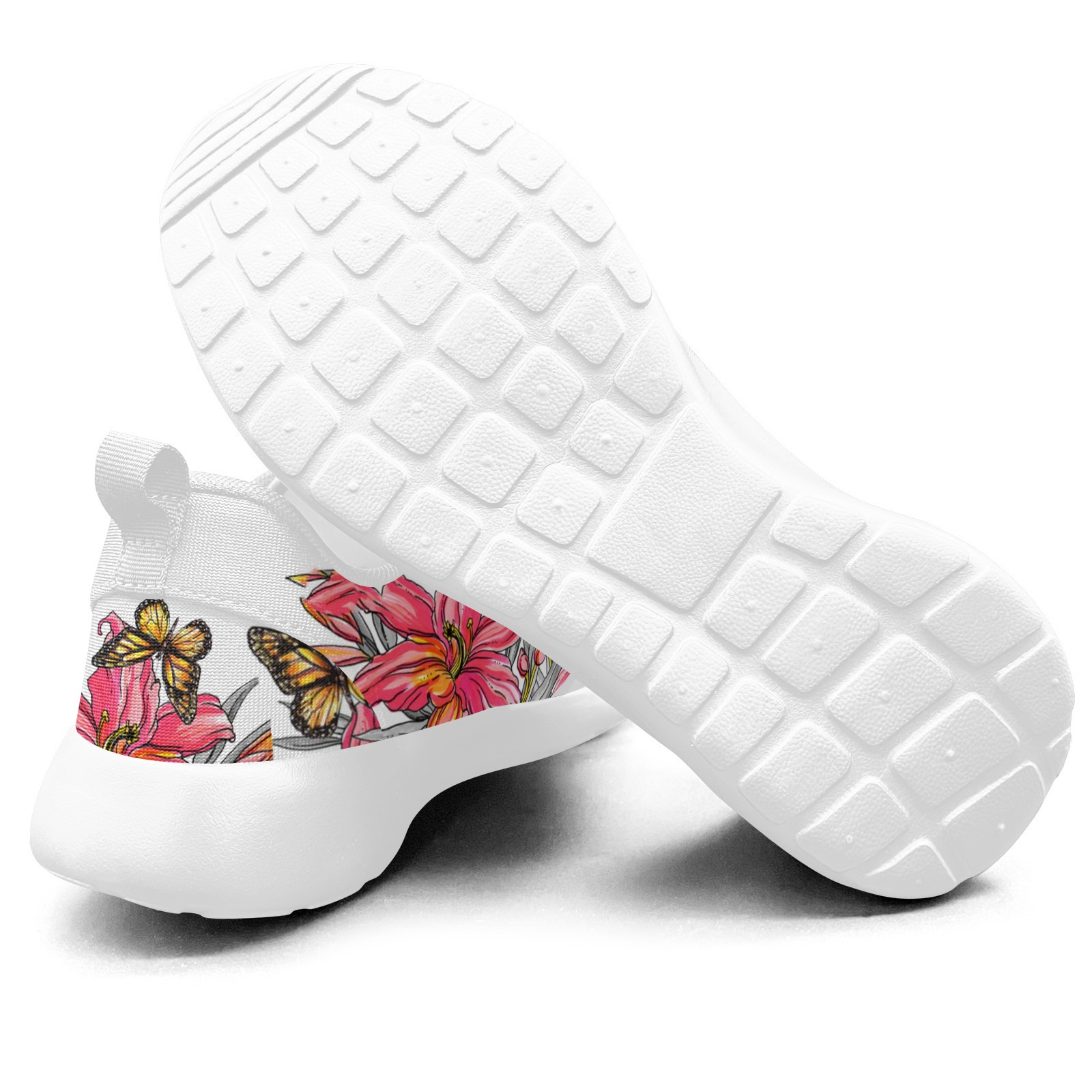  Butterflies over red Printed Sneakers 02001 white mans womans athltics