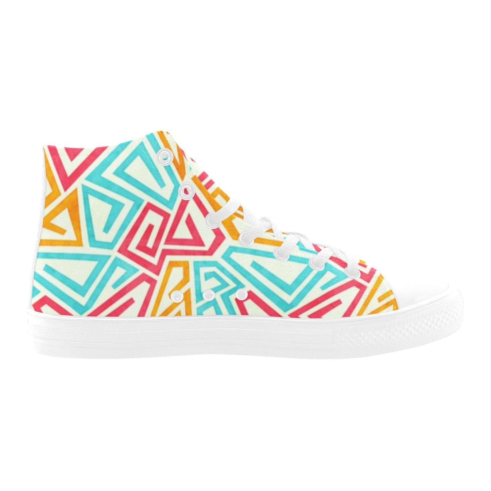 Geometricas Texture De Colores Printing Canvas Shoe Hi Top 0170 White Mans Womans