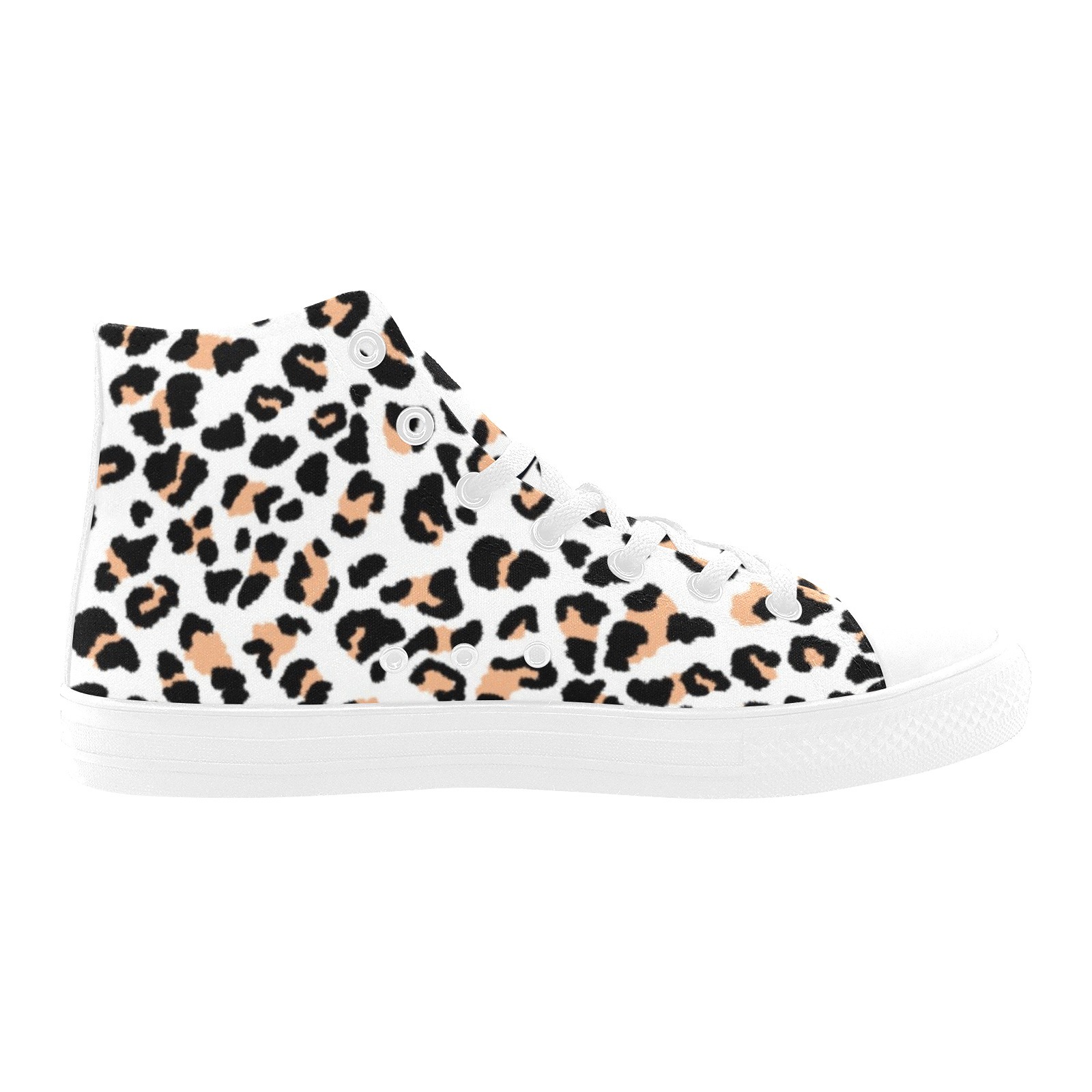 Leopard Printing Canvas Shoe Hi Top 0170 White Mans Womans