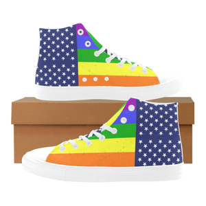 Stars Strips Flag LGBT Community Printing Shoe Hi Top Canvas 0170 White Mans Womans