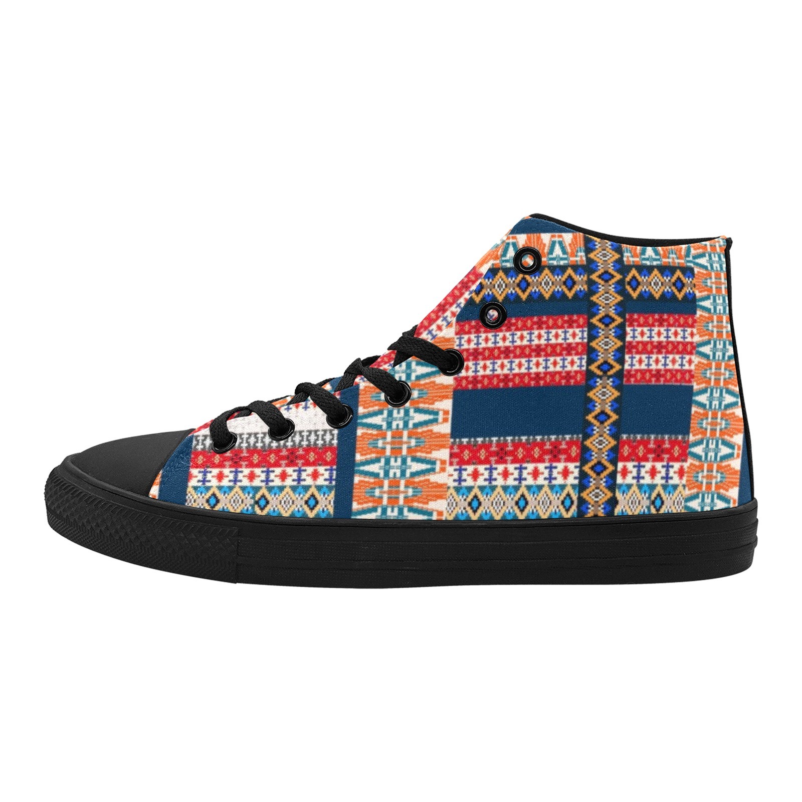 Seamless Cotton Pattern Printing Canvas Shoe Hi Top 0170 Black Mans Womans