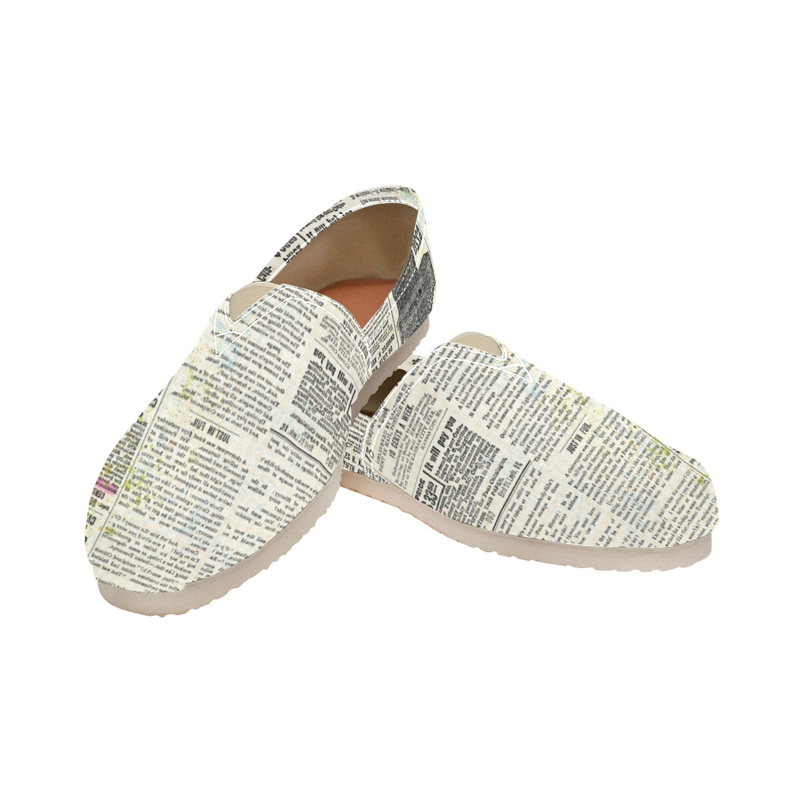 Newspaper Grey Print Canvas Casual Shoe Lightweight Breathable 1206 Mans Womans