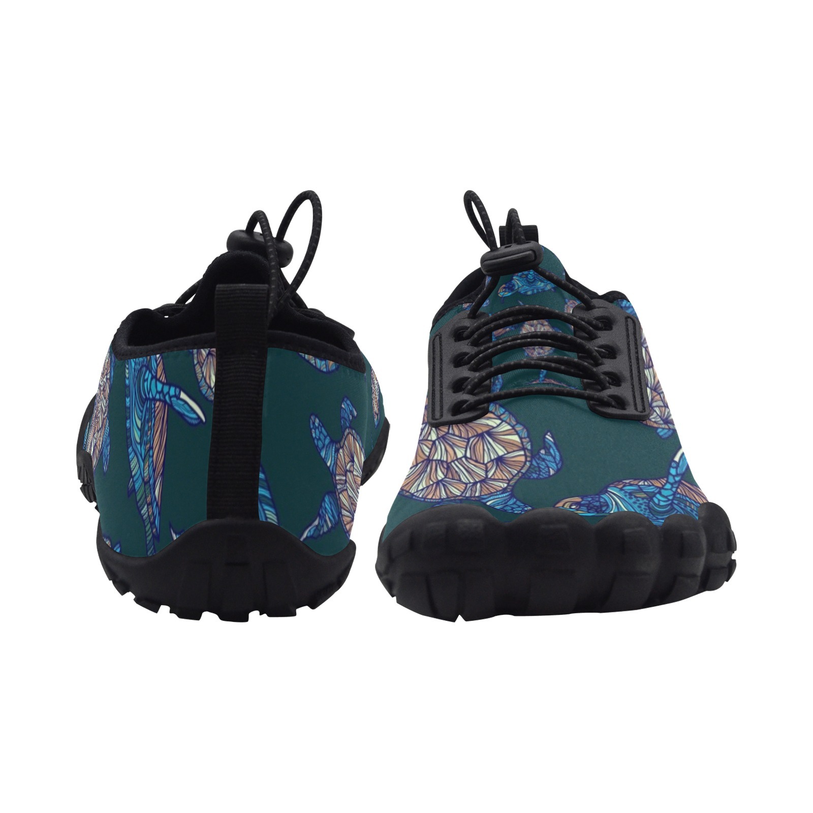 Sea Turtles Tortoies Green Print Neoprene SBR Jessy Aqua Shoe Lace Water Flow 21093 black big size man woman