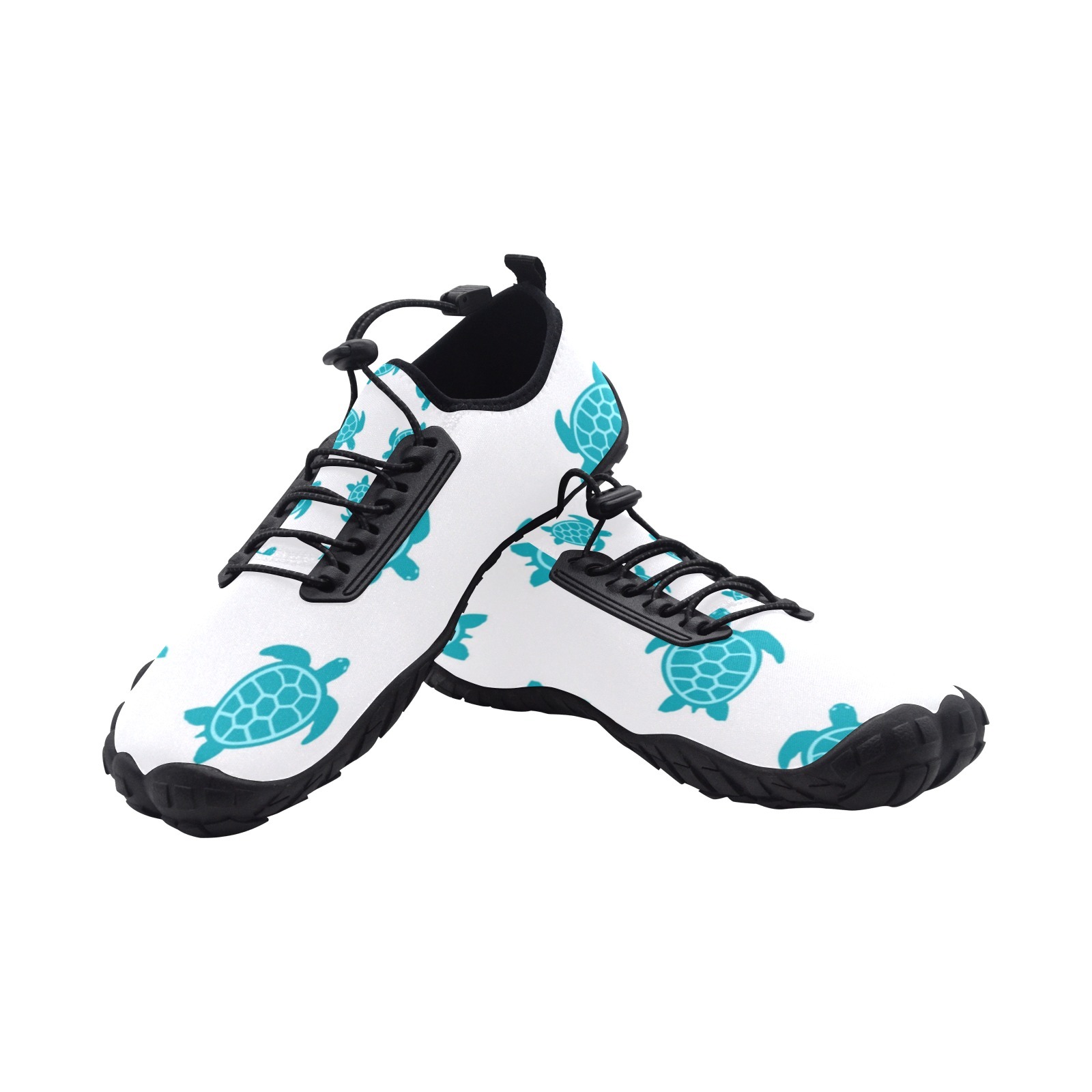 Sea Turtles Tortoies White Print Neoprene SBR Jessy Aqua Shoe Lace Water Flow 21093 black big size man woman