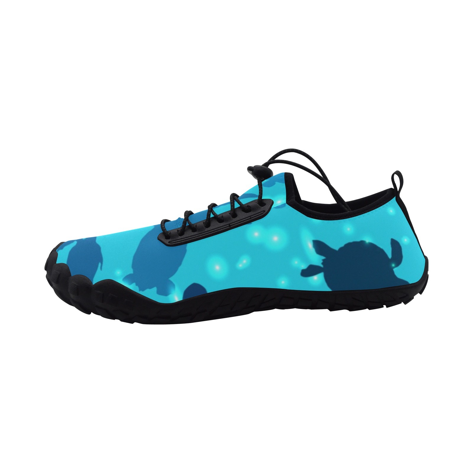 Sea Turtles Tortoies Blue Print Neoprene SBR Jessy Aqua Shoe Lace Water Flow 21093 black big size man woman