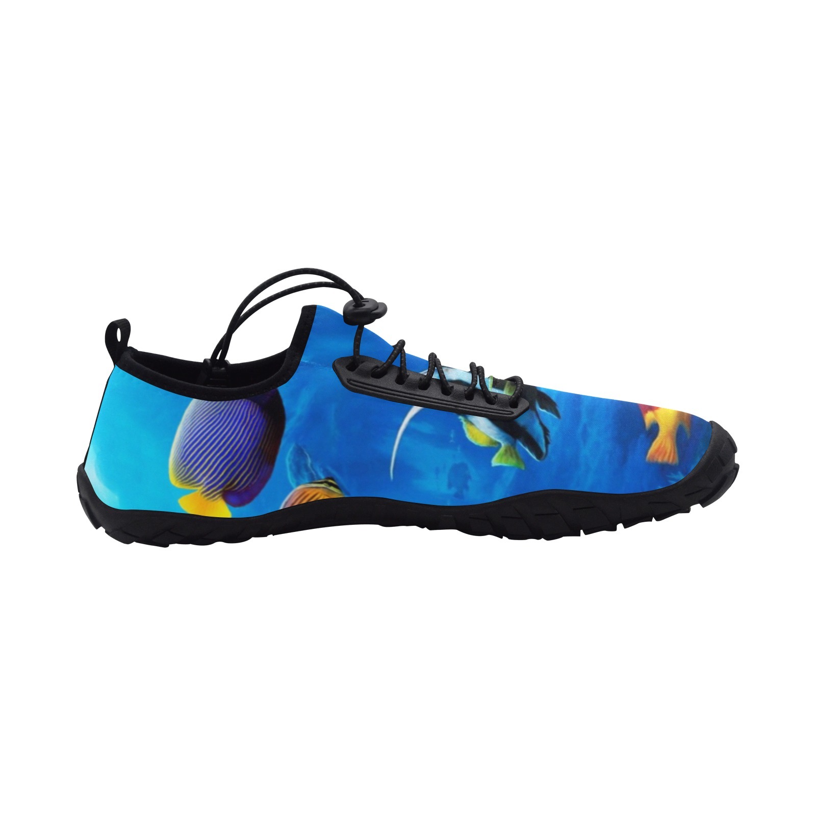 GoldenFish Carassius Auratus Blue Print Neoprene SBR Jessy Aqua Shoe lace water flow 21093 black big size man woman