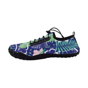 Tropics Equatorial Tree Leaf Green Print Neoprene SBR Jessy Aqua Shoe Lace Water Flow 21093 Black Big Size Man Woman