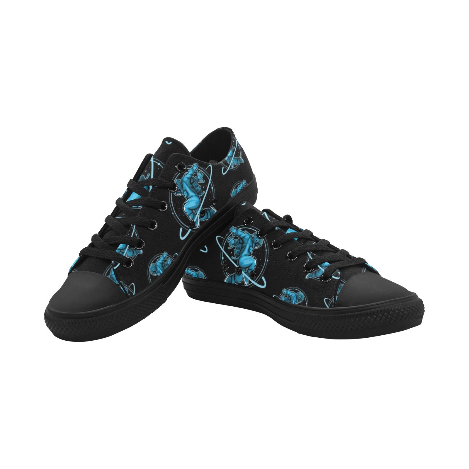 Planet Astronaut Spaceman Pilot Sneakers Low Top 0180 black mans womans