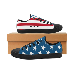 Green Stars Red Stripes Flag Unique Print Sneakers Low Top 0180 black mans womans