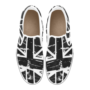 Union Jack Flag Print Canvas Slipon Shoe 0100 white man woman