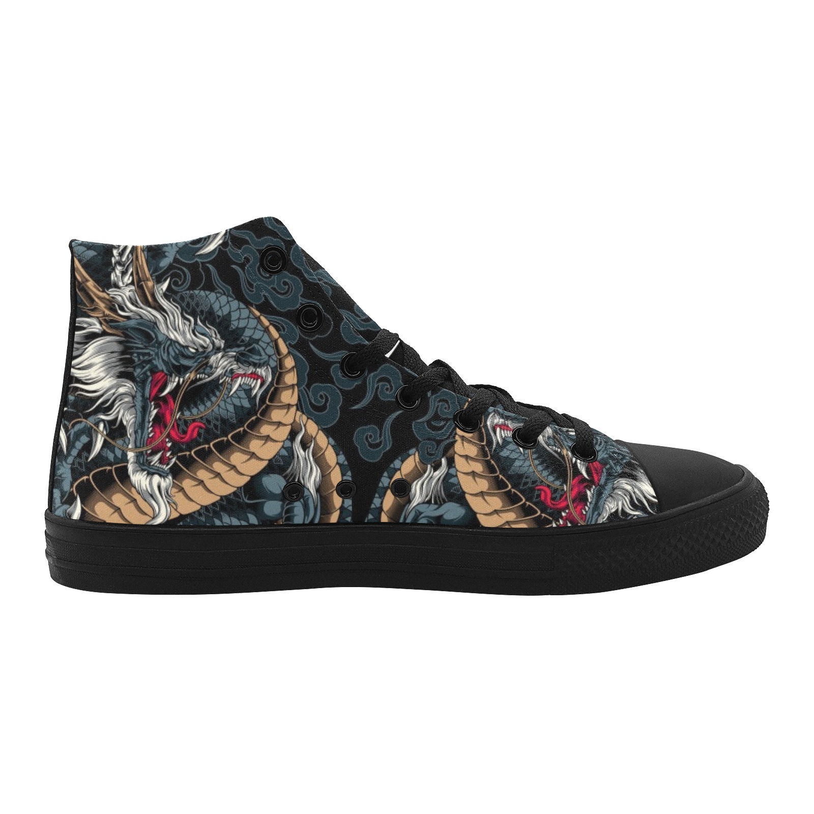 Eastern Dragon Design Printing Canvas Shoe Hi Top 0170 black Mans Womans