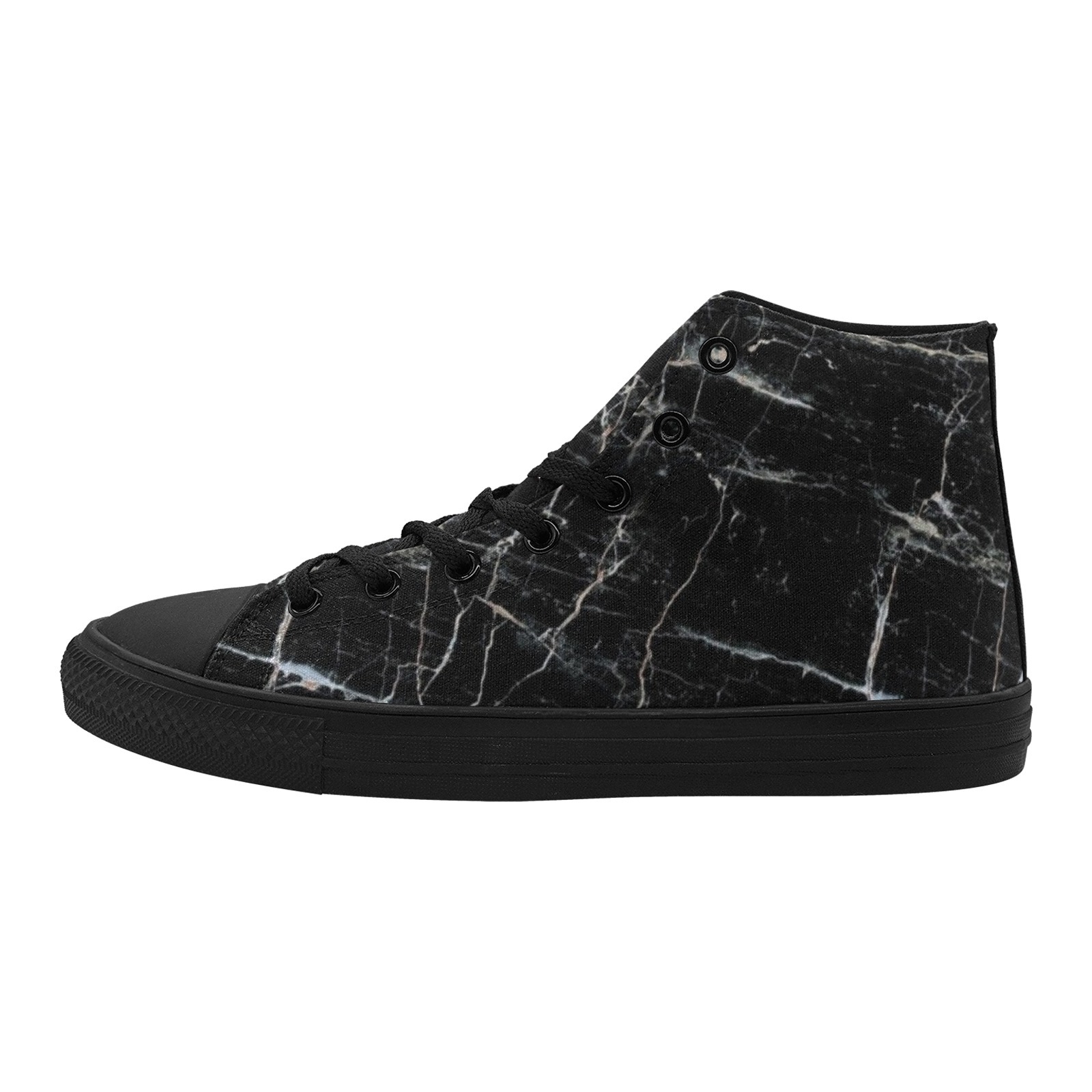 Black Skin Marble Printing Canvas Shoe 0170 Black Mans Womans