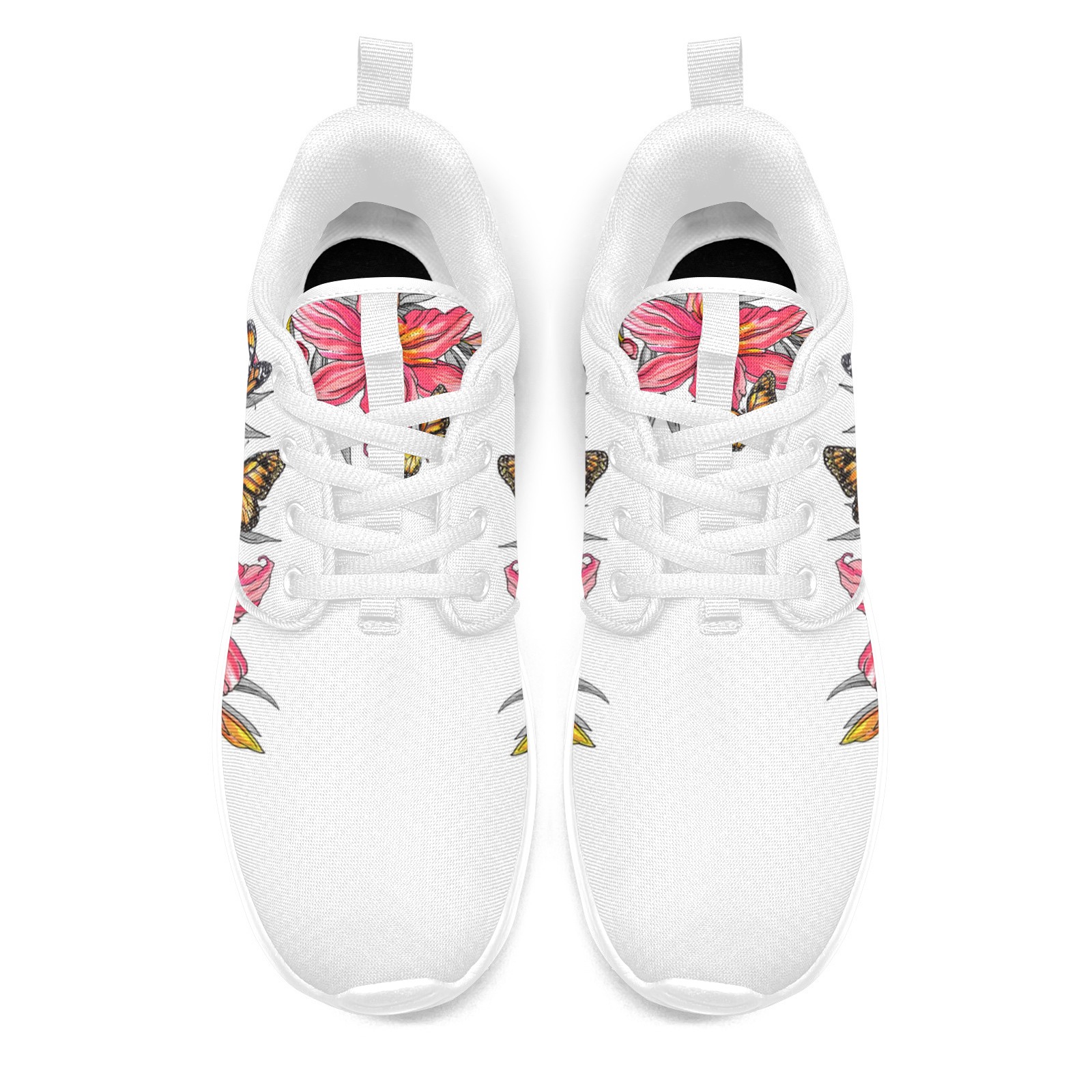  Butterflies over red Printed Sneakers 02001 white mans womans athltics