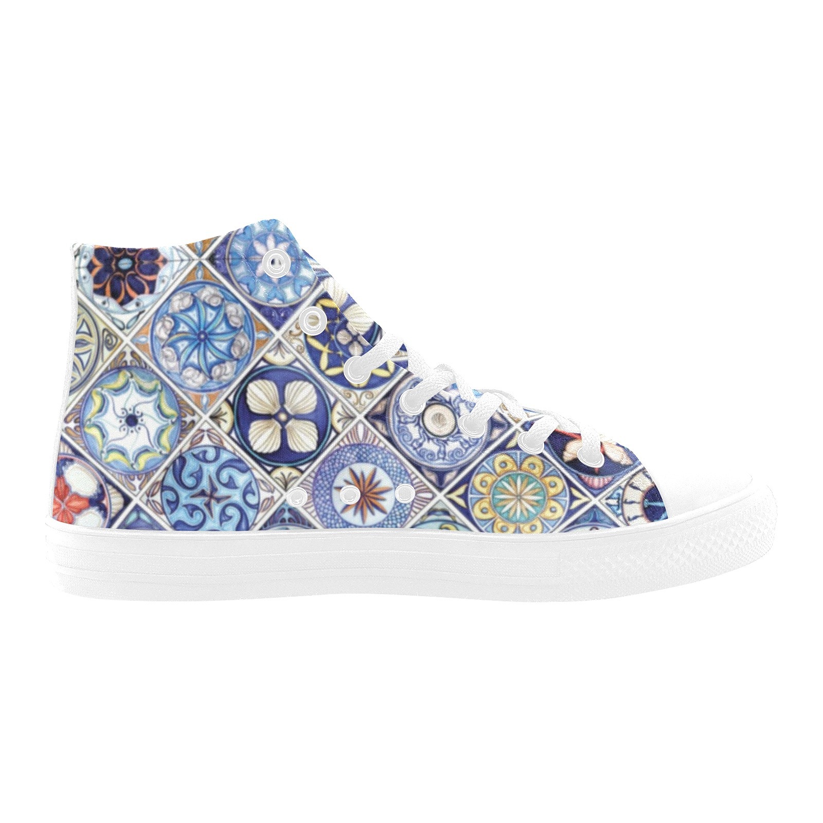 Rugs Squre Swatch Pattern Printing Canvas Shoe Hi Top 0170 White Mans Womans