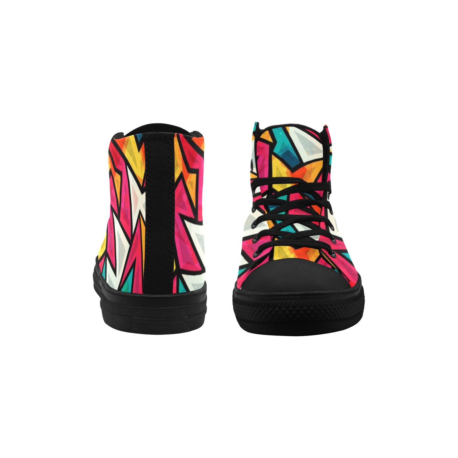 Geometricas Painting Printing Canvas Shoe Hi Top 0170 Black Mans Womans