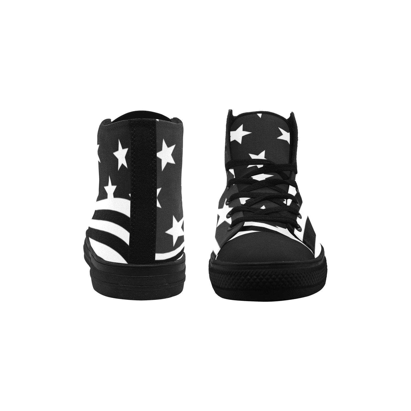 Star Stripe black and white printing Hi Top Canvas shoe 0170 black mans womans