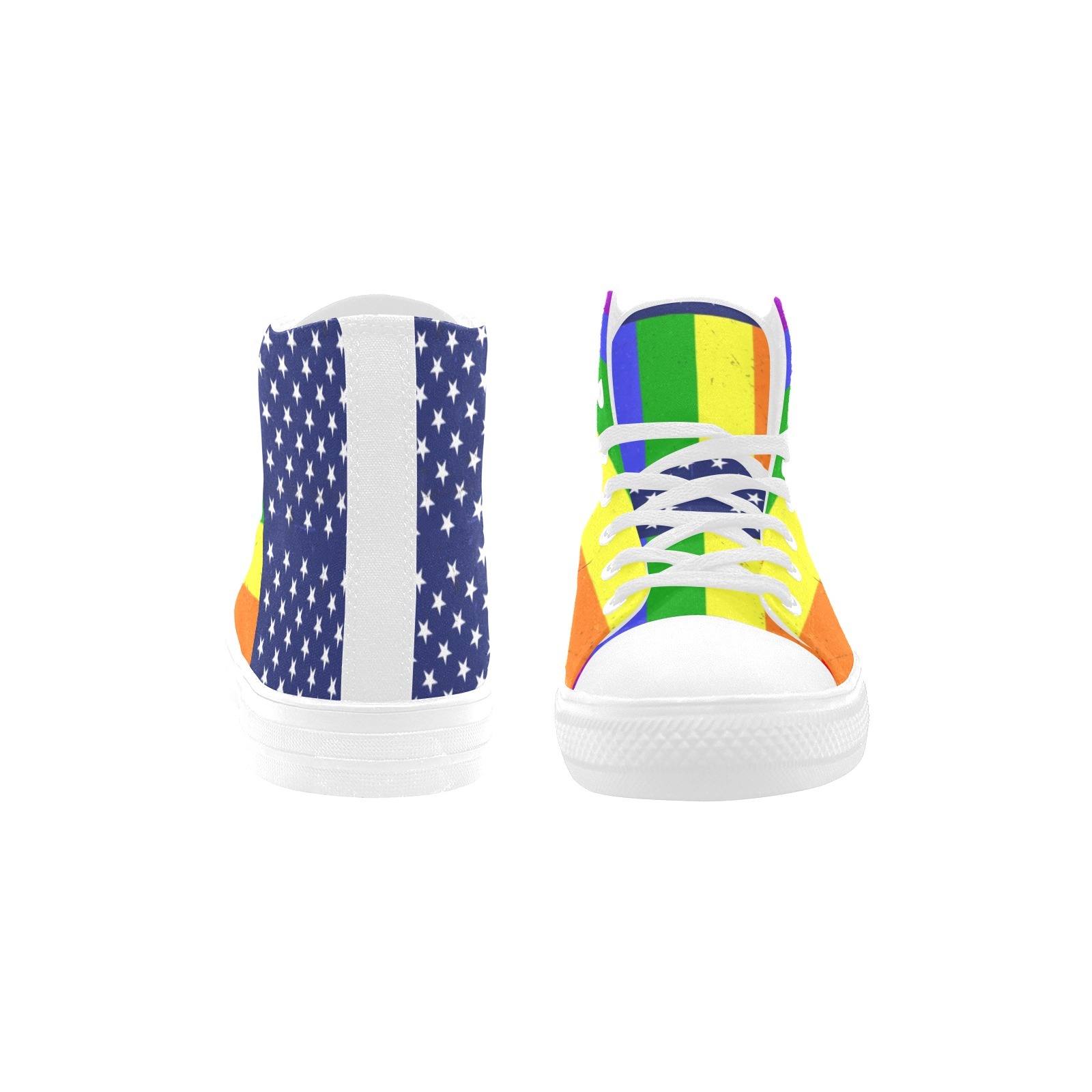 Stars Strips Flag LGBT Community Printing Shoe Hi Top Canvas 0170 White Mans Womans