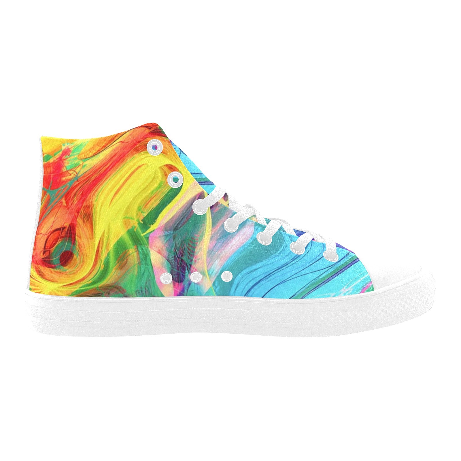 Watercolor Lique Artwork Printing Canvas Shoe Hi Top white mans womans