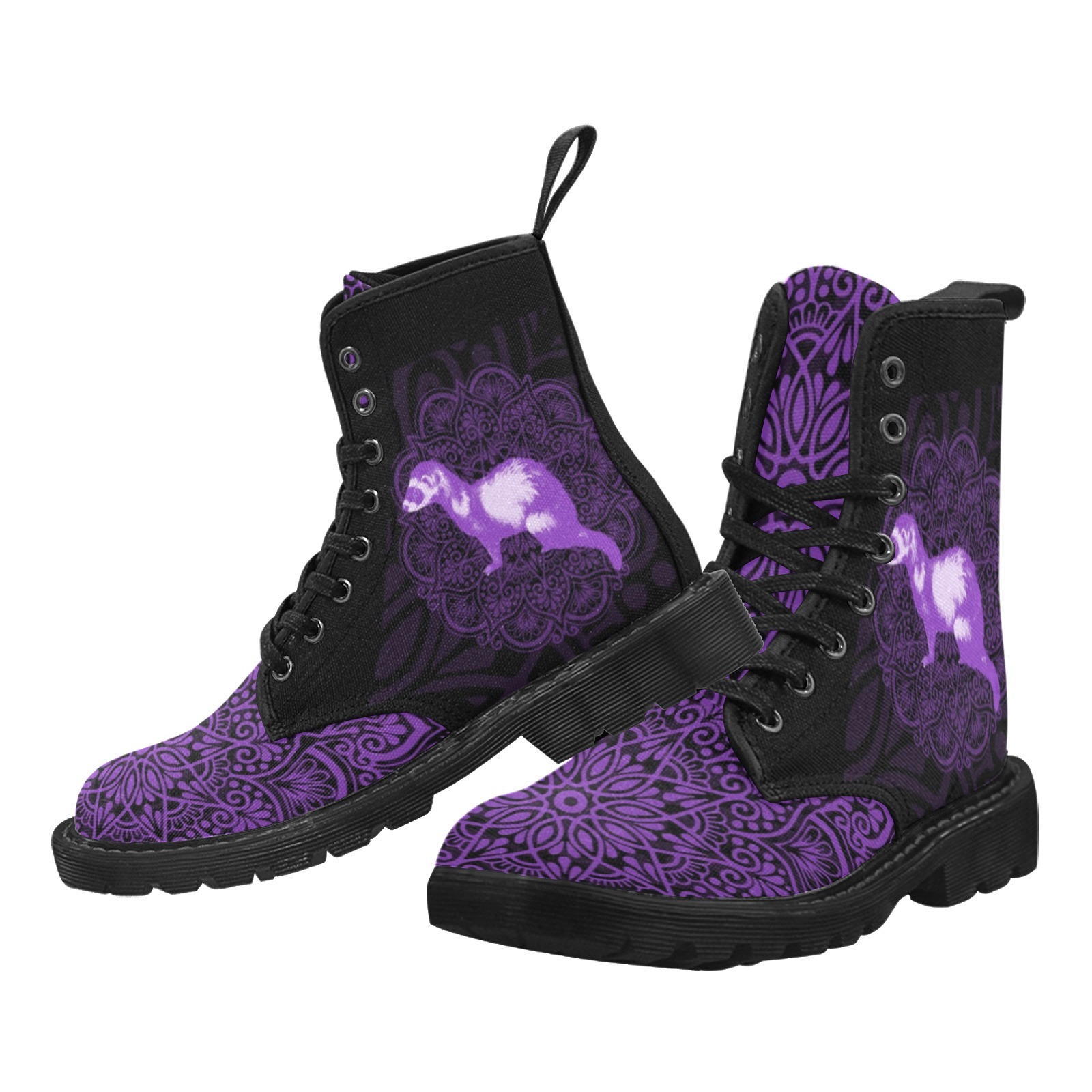 Ferret Purple Printing Boot Fashion Canvas Comfortable 1203 black mans womans