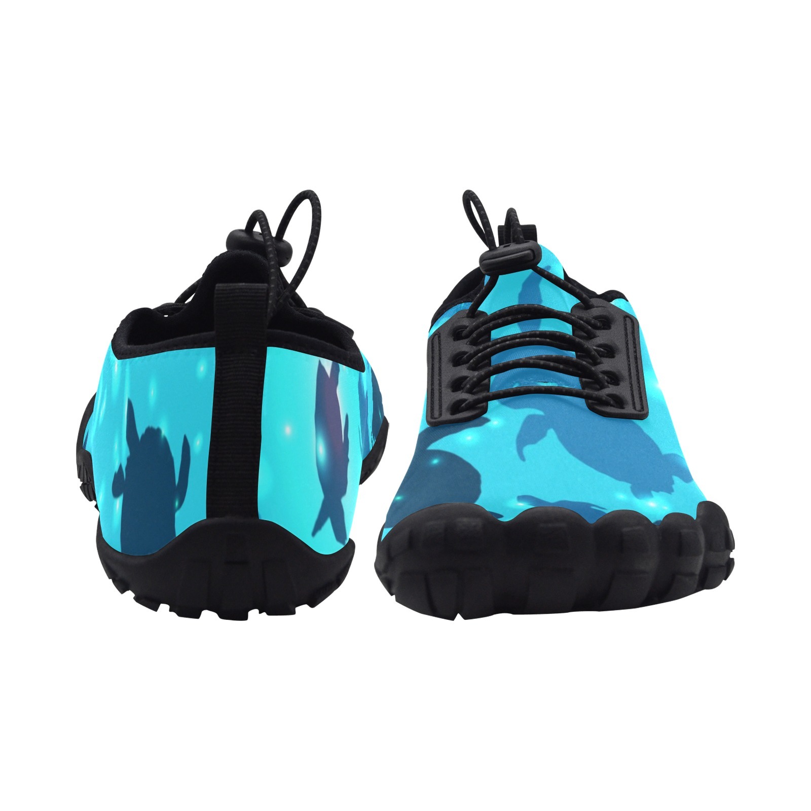 Sea Turtles Tortoies Blue Print Neoprene SBR Jessy Aqua Shoe Lace Water Flow 21093 black big size man woman