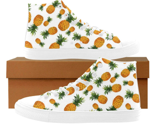 Seamless Pineapples Vector Illustration Printing Hi Top Canvas Shoe 0170 White Mans Womans