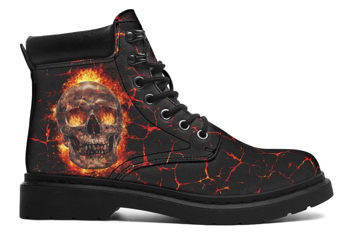 Skull Lava Print Suede Classic Ankle Boot Stitch Sole 058-1 big size mans womans