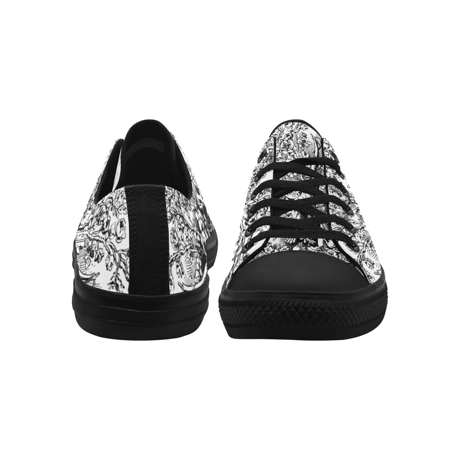 Kiss Bird Sketch Plank Print Canvas Sneakers Low Top 0180 black mans womans