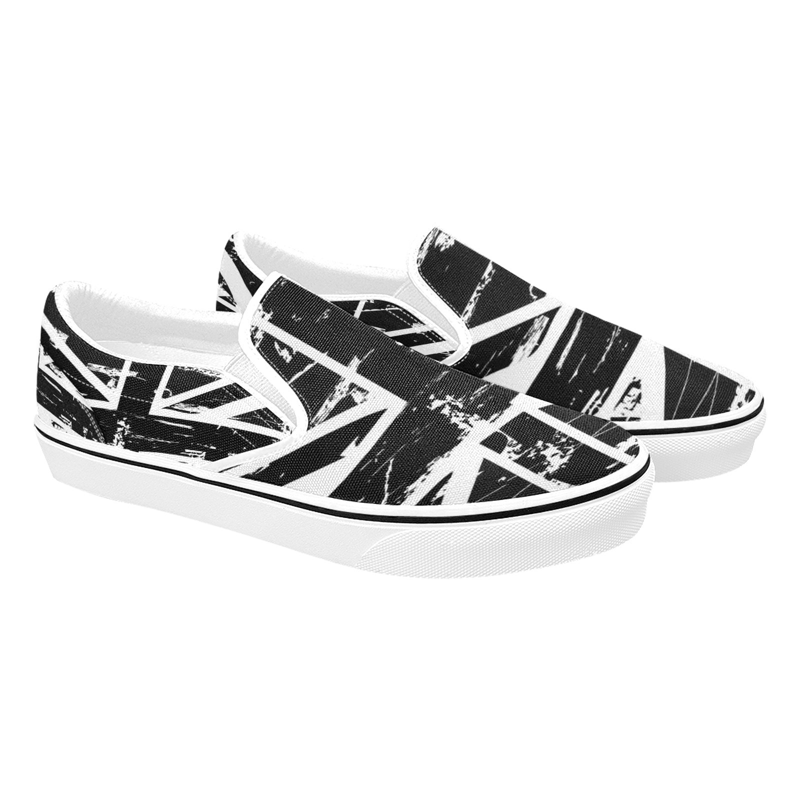 Union Jack Flag Print Canvas Slipon Shoe 0100 white man woman