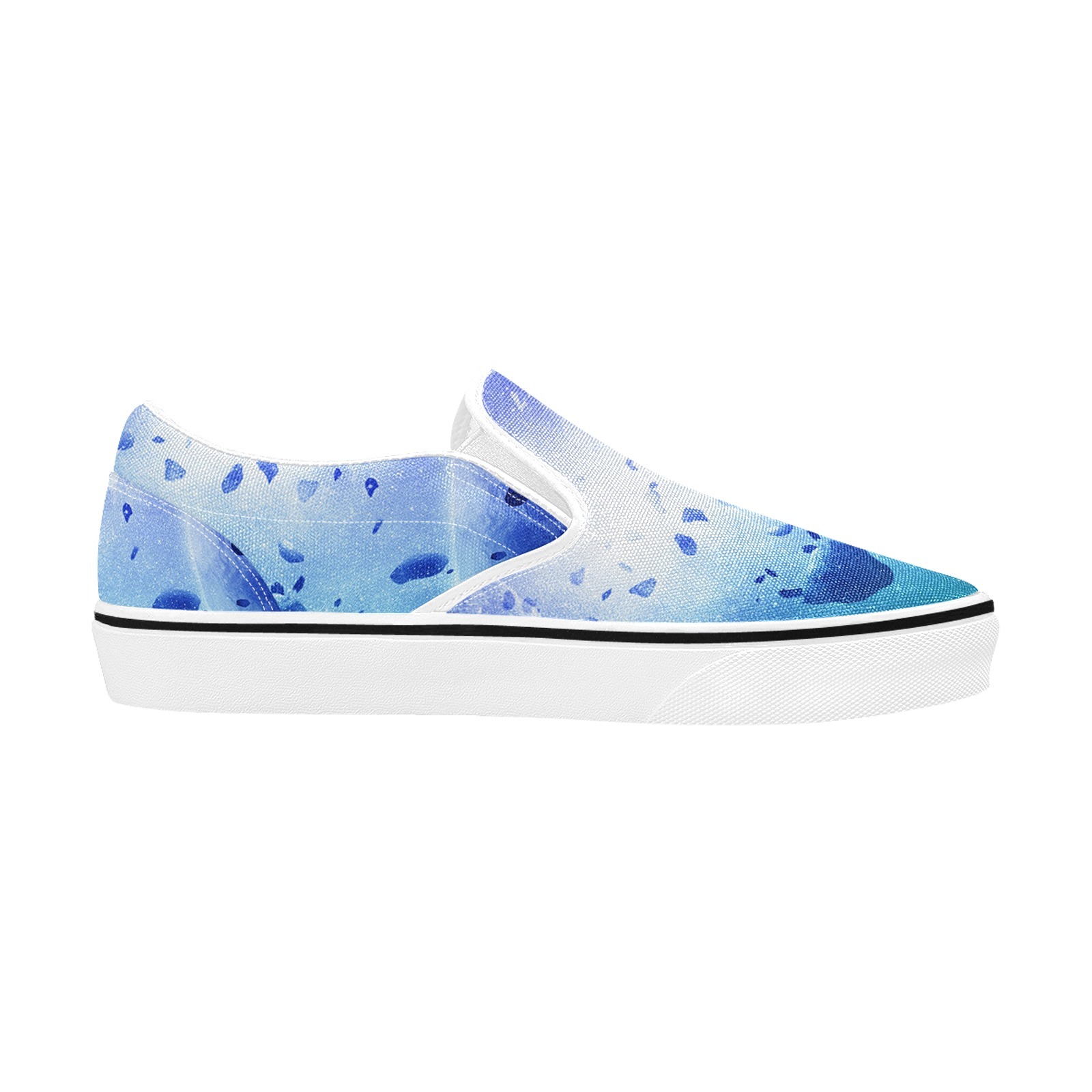 Blue Ice Stone Print Canvas Slipon Shoe 0100 white man woman